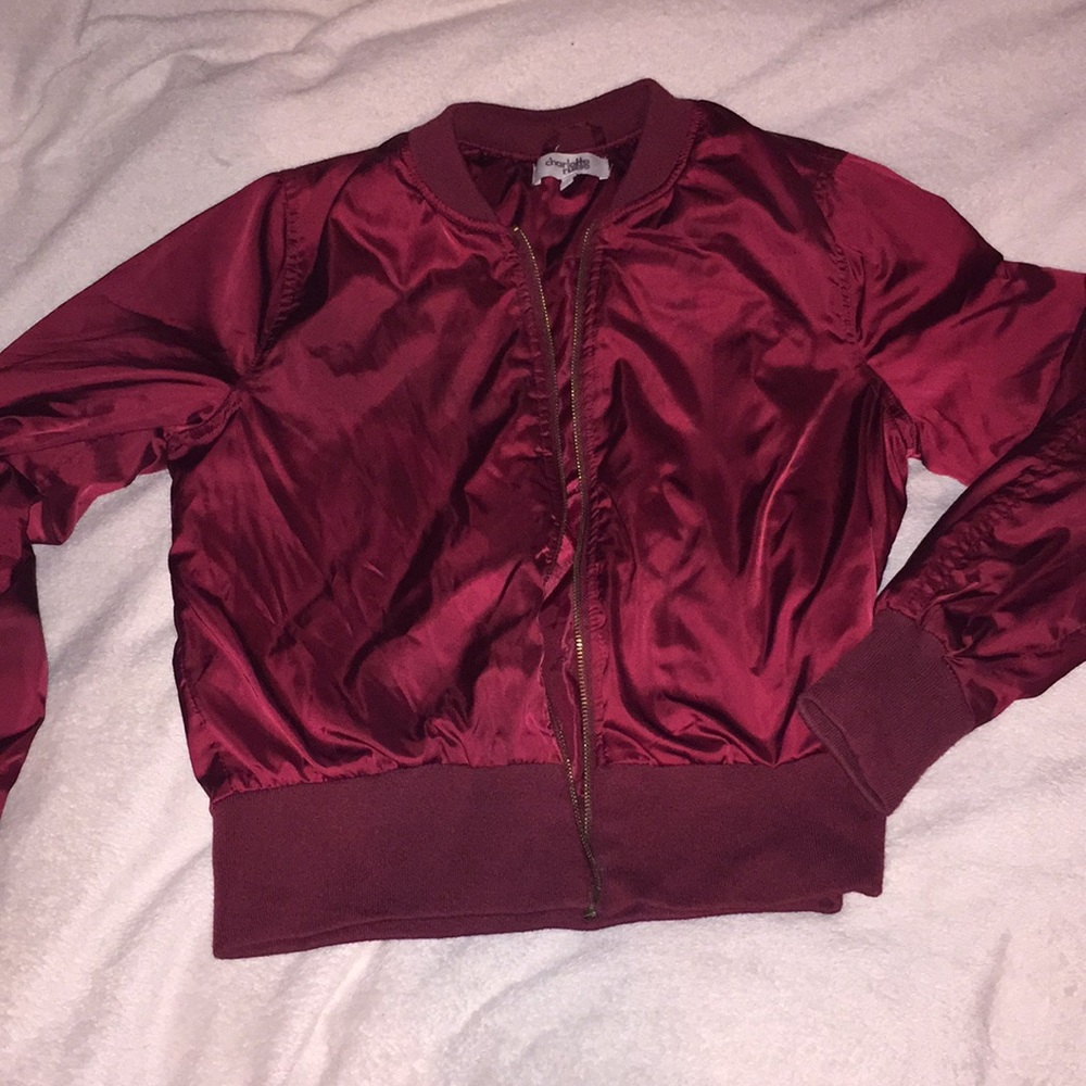 Maroon silky bomber jacket